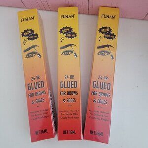 3 PACK -New  24 Hour Glued for Brows and Edges Baby Hair Package of 3
